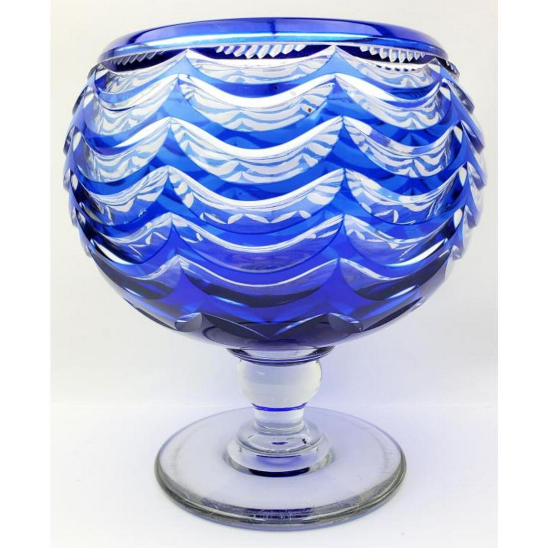 Blue Overlaid Cut Glass Vase Prob. Val St. Lambert (1 of 4)