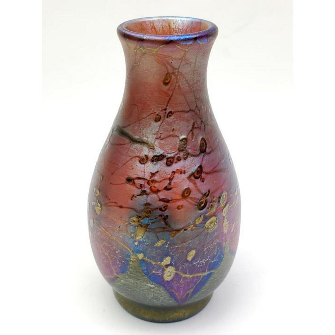 Small L.C. Tiffany Favrile Decorated Glass Vase (1 of 5)