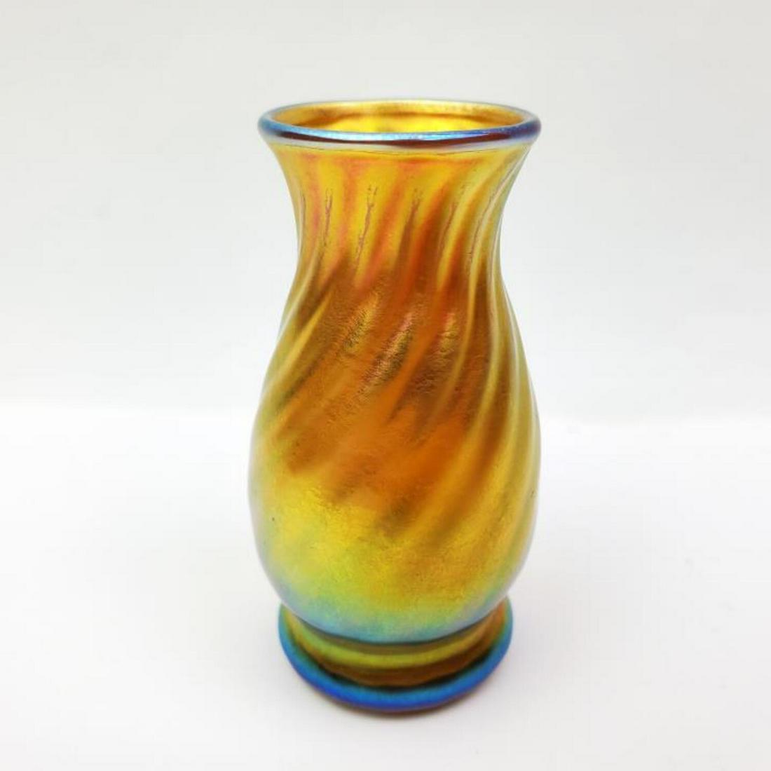 Steuben Aurene Small Iridescent Glass Vase (1 of 5)