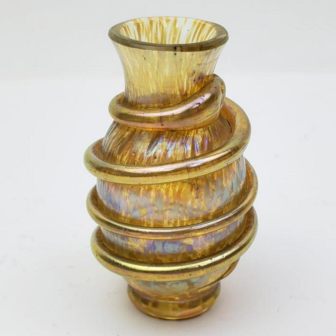 Miniature Loetz Glass Vase w/ Snake Decoration (1 of 3)