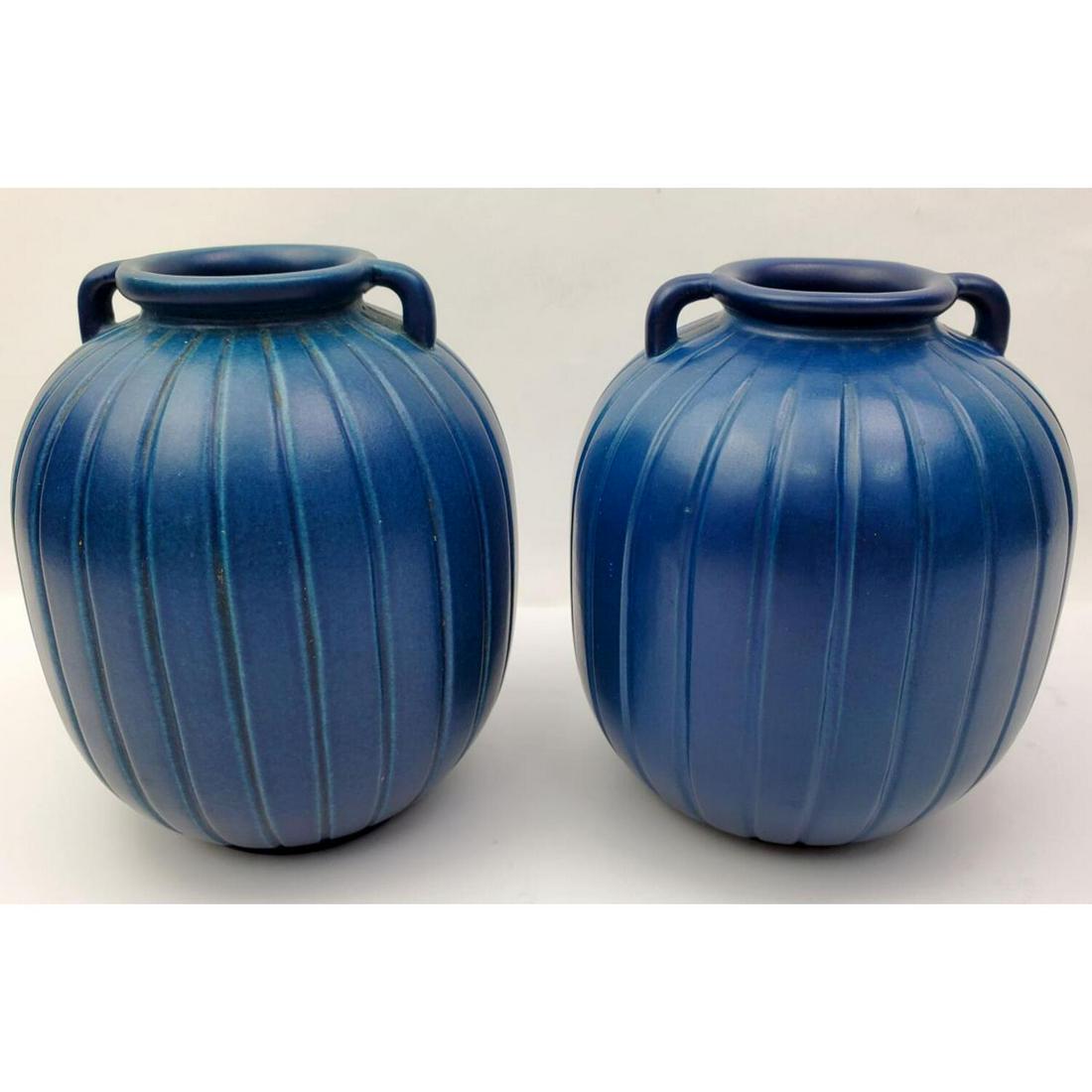 Peter Ipsen Enke, Pair of Fluted Blue Vases (1 of 4)