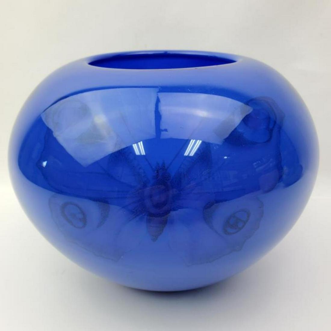 Karl Schantz Paper Weight Blue Art Glass Vase (1 of 5)