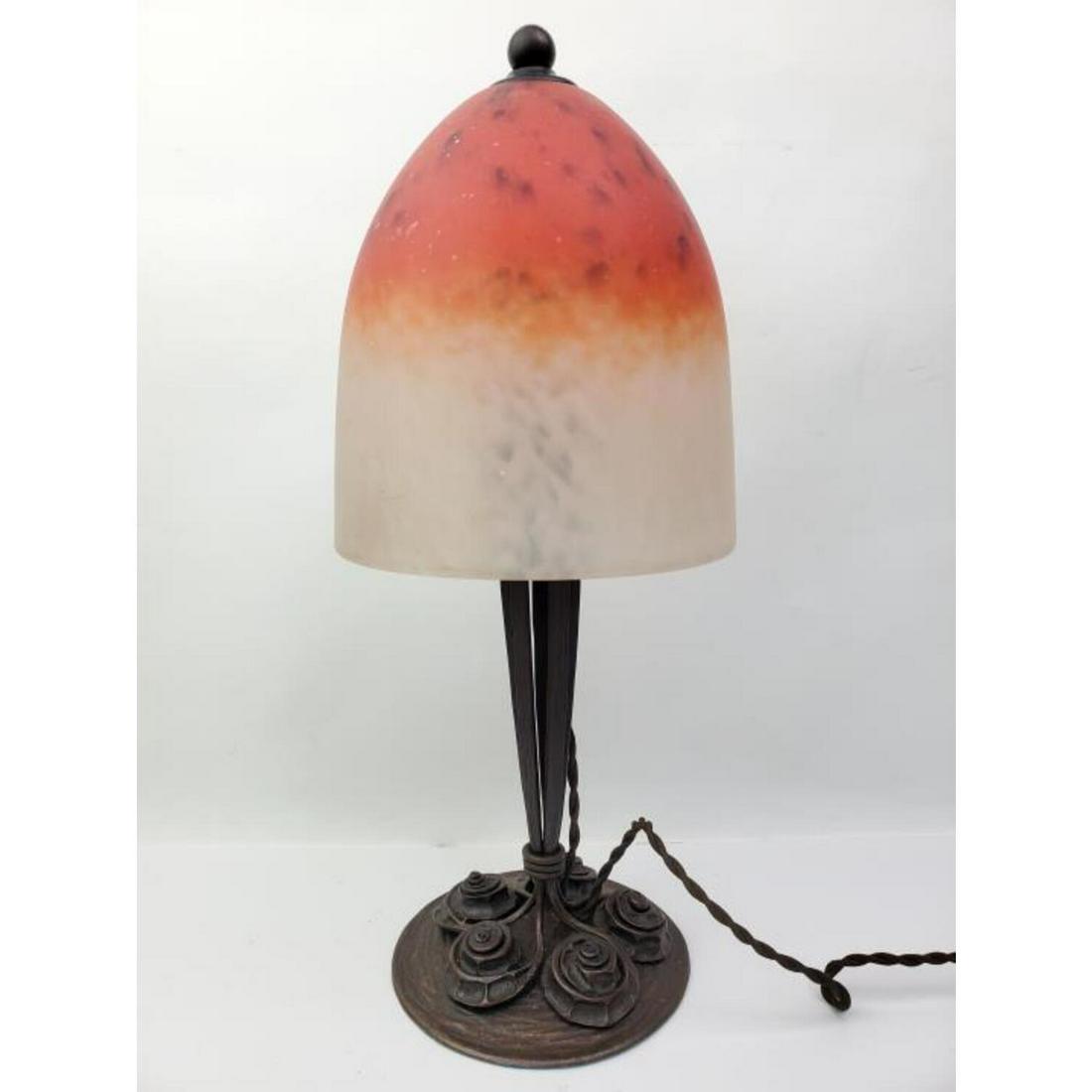 Art Deco French Metal and Glass Table Lamp (1 of 4)