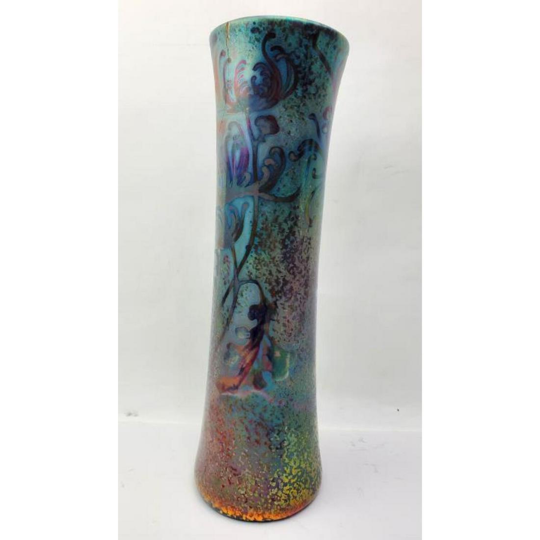 Large Iridescent Pottery Vase Attrib to Massier (1 of 3)
