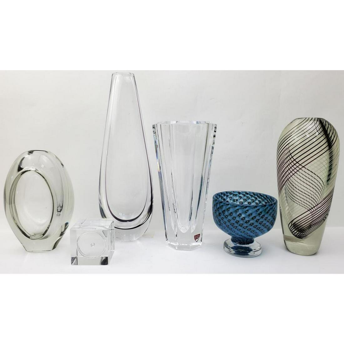 Lot of 5 Vintage Glass Mostly Scandinavian Vases (1 of 6)