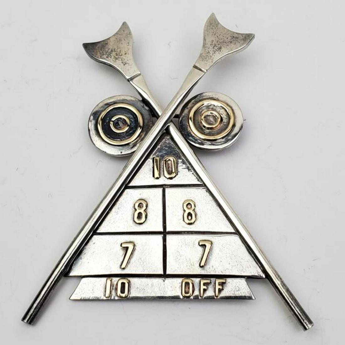 Unusual Large Sterling & Gold Shuffleboard Brooch (1 of 3)
