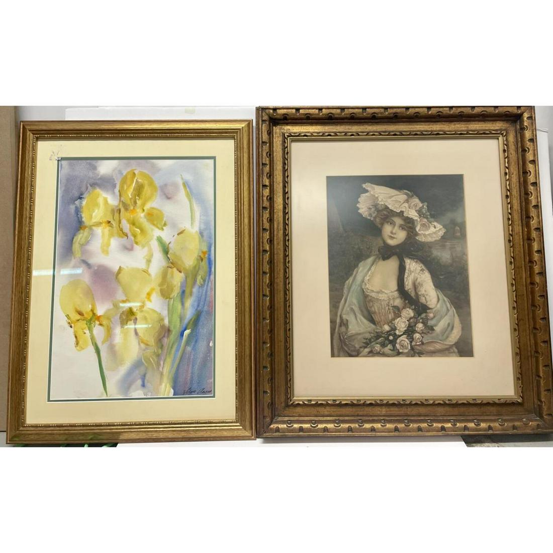 Lot of 2 Works of Art, Signed Print & Watercolor (1 of 3)