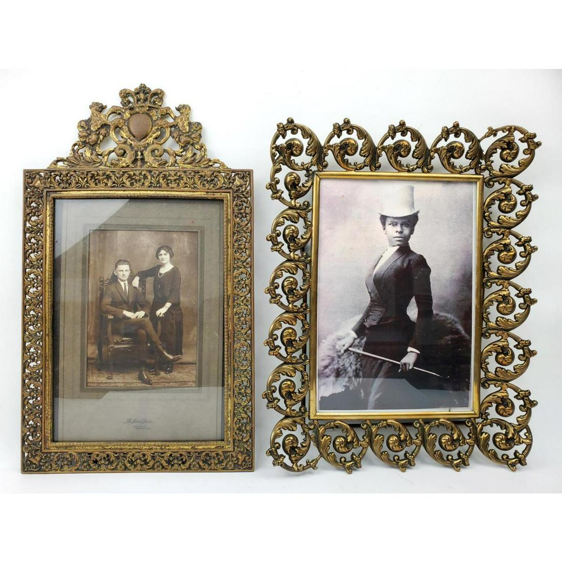 2 Antique Gold Gilt Brass Easel Back Picture Frame (1 of 4)