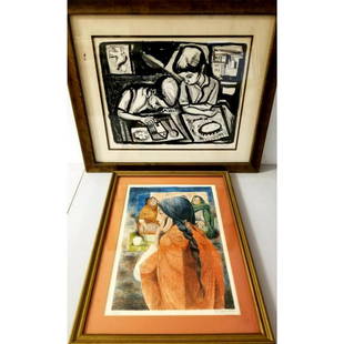 2 Lithographs 1 by Listed Artist  Amen & Refregier: 2 Lithographs 1 by Amen & the other by Anton Refregier, Russian/American (1905-1979).Condition: Both in Generally Good Condition w/ Original Frames.Dimensions: Amen- Sight- 20" x 16". Frame- 28" x 25"