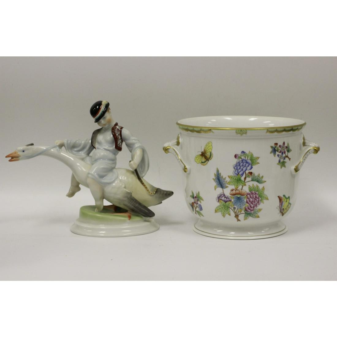 2 Herrand Porcelain Items 2 Handle Vase & Figure (1 of 7)