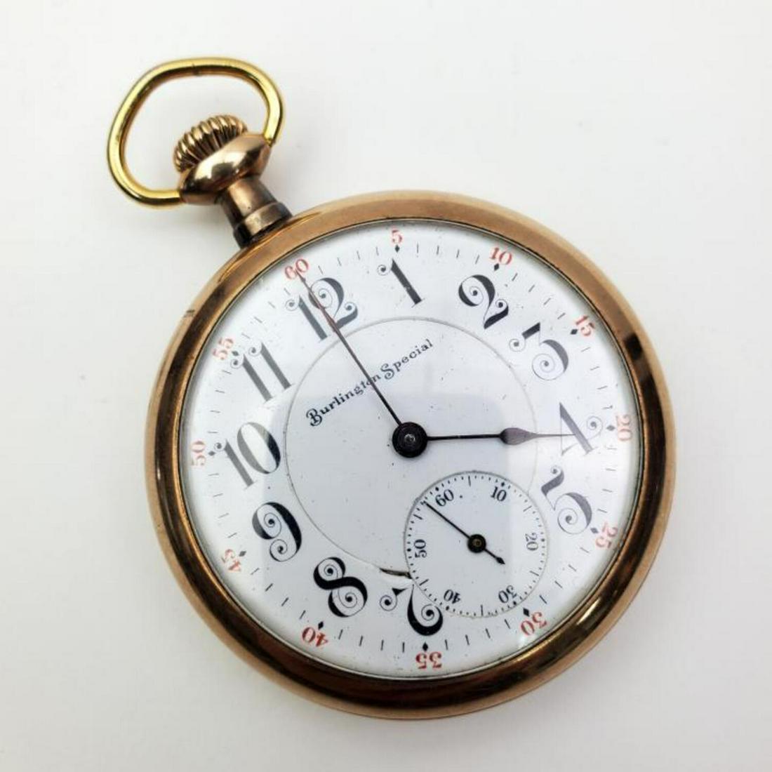 Early Burlington Special Gold Plated Pocket Watch (1 of 3)