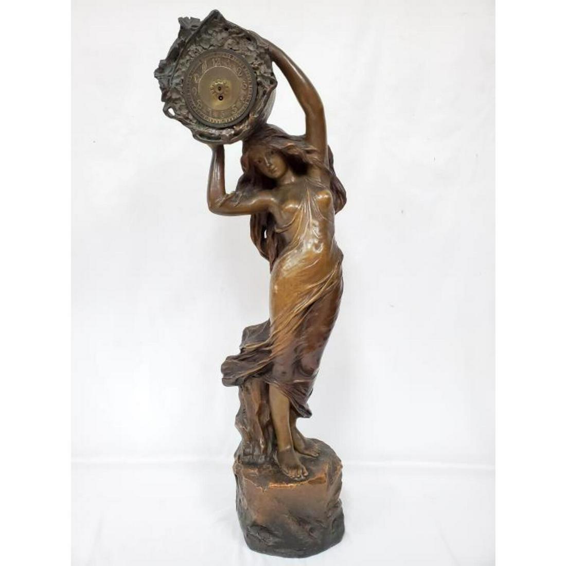 Large French Art Nouveau Terracotta Figural Clock (1 of 8)