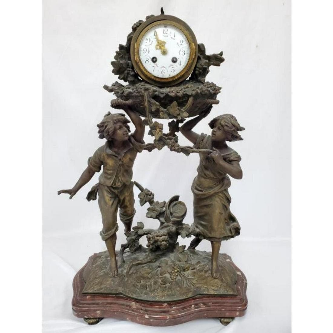 L & F Moreau Large Antique Metal Clock (1 of 8)