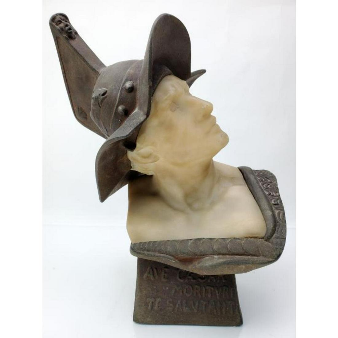 Antique French Metal and Carved Marble Bust (1 of 7)