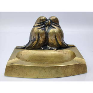 Louis Fontinelle, French (1886-1964) Bronze: Louis Fontinelle, French (1886-1964) Art Deco Bronze Figure of 2 Parakeets. Signed Fontinelle and France on the Back. Condition: Generally Very Good, Losses to the Gilt Silver. Dimensions: 5" x 3.5" x