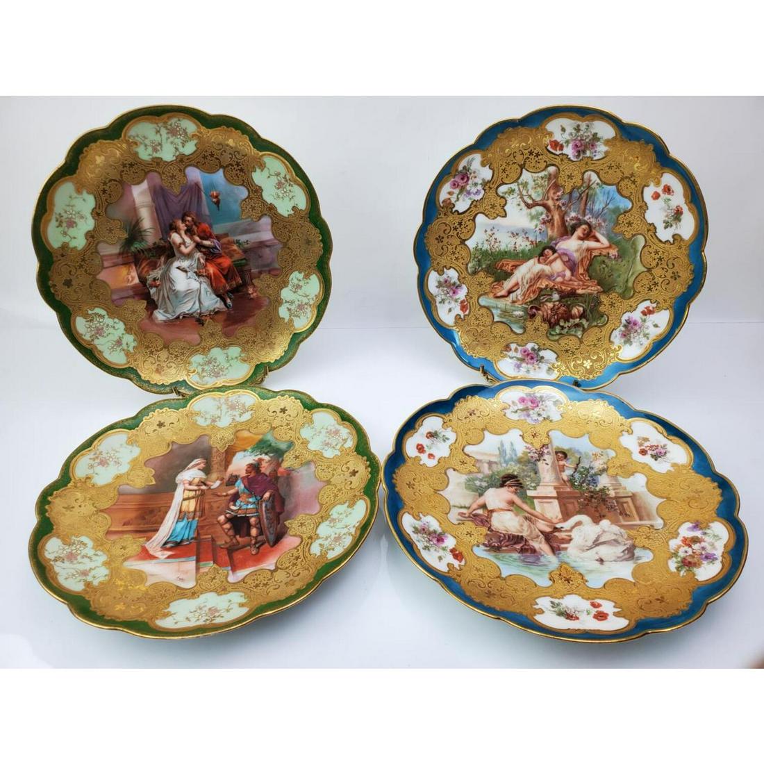 Set of 4 Antique Limoges France Portrait Plates (1 of 4)