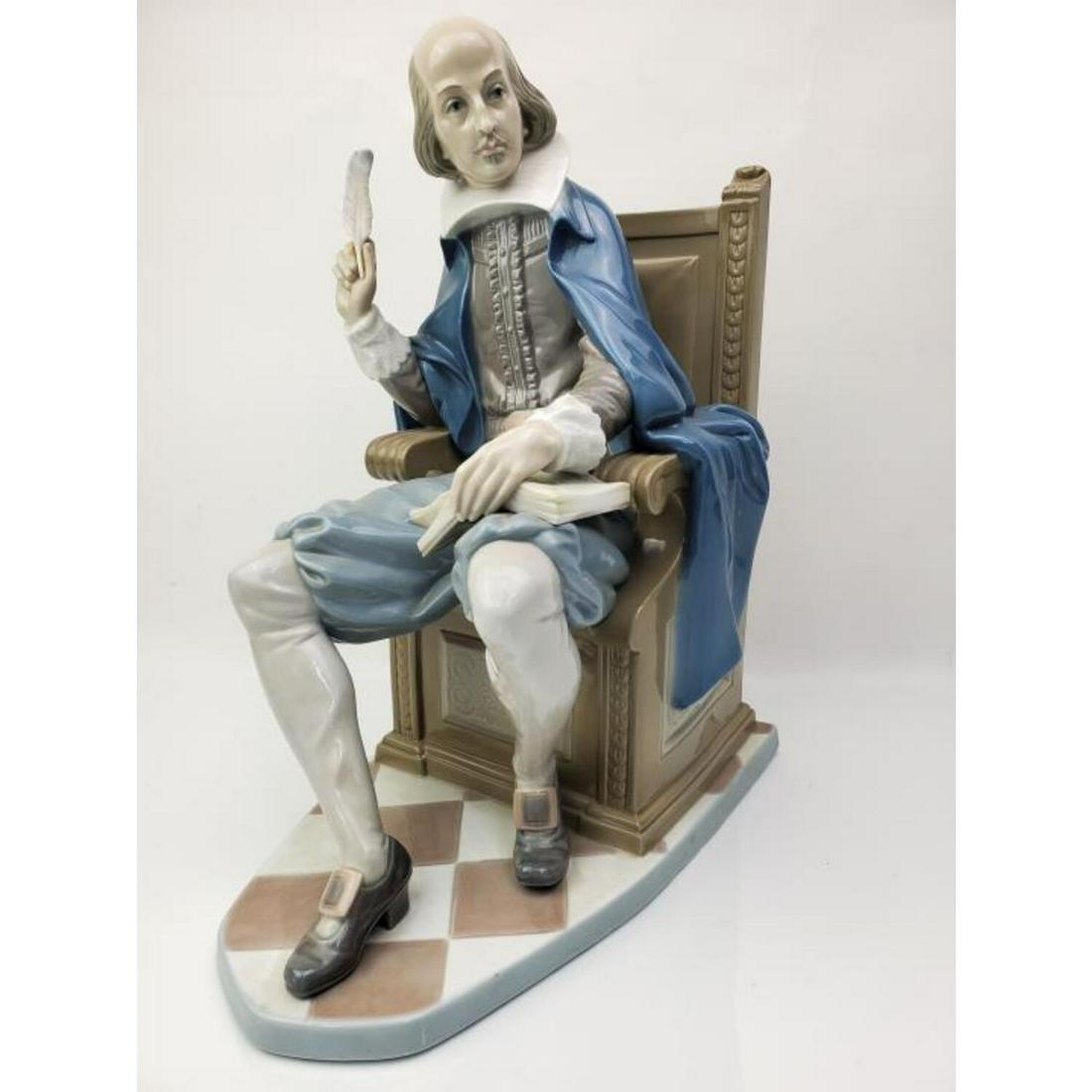 Limited Edition Vintage Lladro Porcelain: Large Limited Edition Vintage Lladro Porcelain "Shakespeare", Circa 1977. Sculpted by Don Salvador Furio and Decorated by Don Julio Ruiz. Numbered 149. With Certificate of Authenticity. Condition: Gen