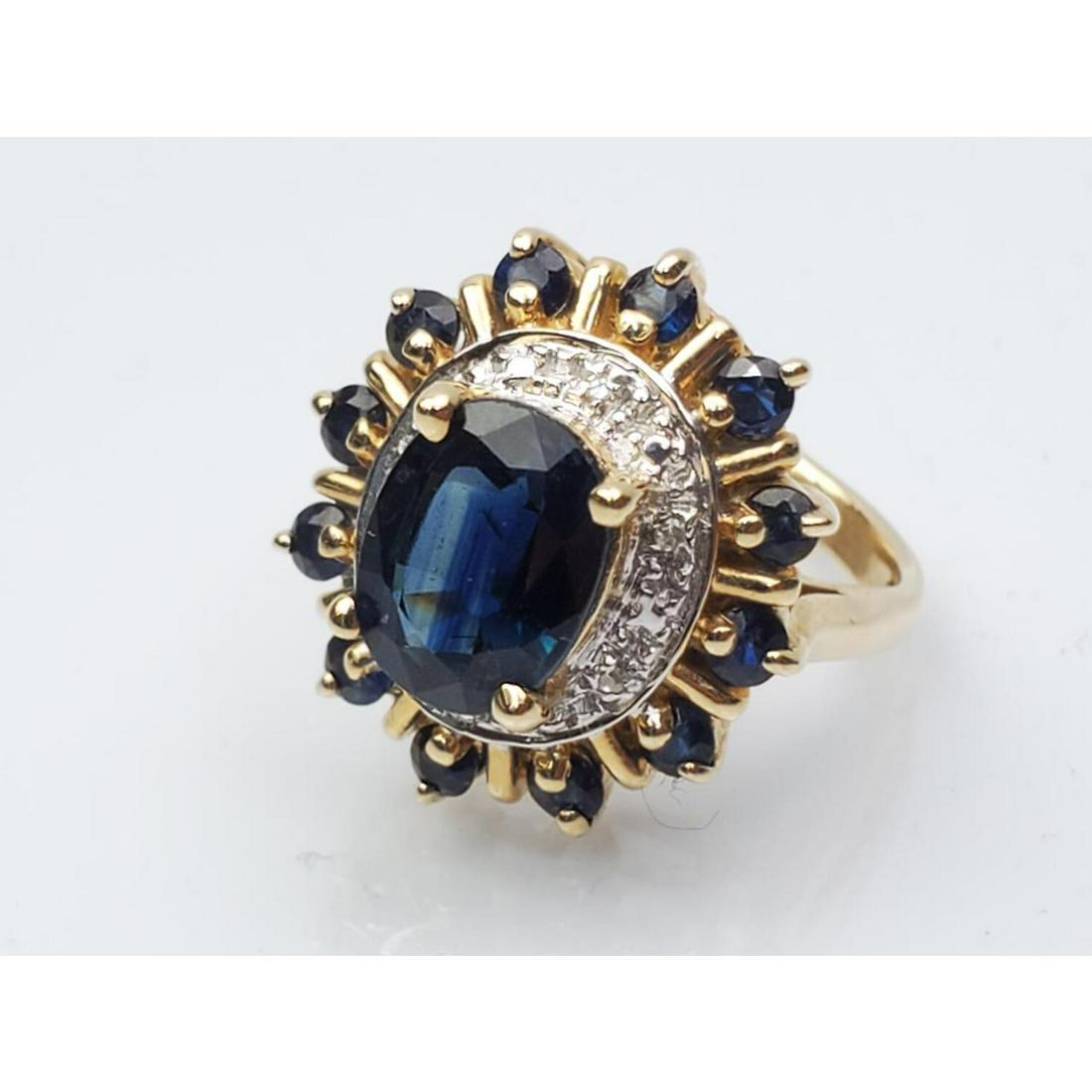 14K Gold, Diamond, and Blue Stone Ring (1 of 4)