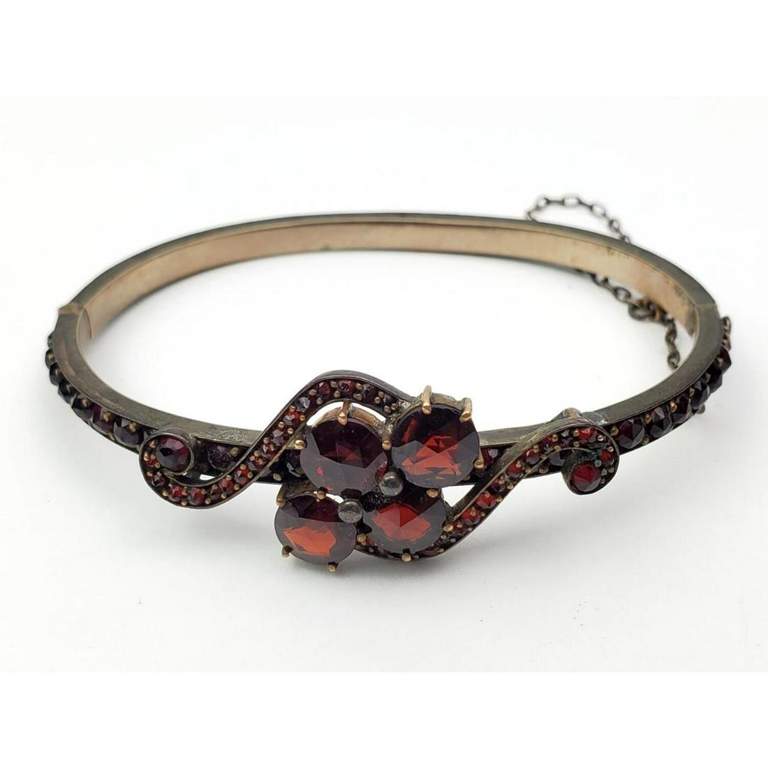 Antique Sterling Silver and Garnet Bracelet (1 of 3)