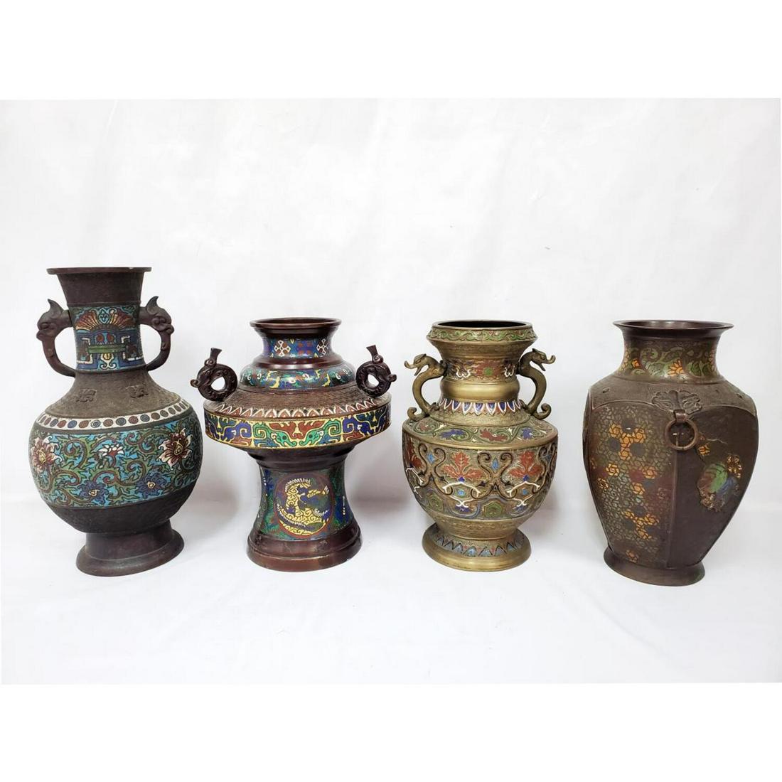 Lot of 4 Chinese Cloisonne Vases (1 of 5)