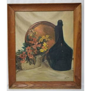 Signed and Dated Painting, Oil on Board: Painting, Oil on Board. Signed and Dated 1935 Lower Right. Framed. Probably Eanger Irving Couse. Condition: Generally Good. Dimensions: Sight- 24.5" x 20", Frame- 28" x 24". Provenance: From a Long Is