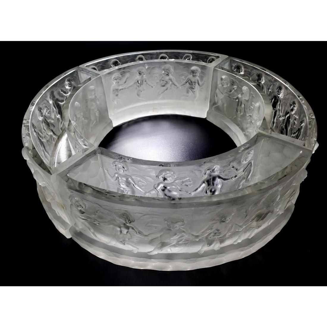 Art Deco 4 Part Hoffman and Schlevogt Centerpiece: Vintage Art Deco 4 Part Hoffman and Schlevogt Bohemian Glass Centerpiece with Decorations of Dancing Children and Butterfly Mark.Heinrich Hoffmann (1875 â€“ 1939) and Henry Schlevogt (1904 â€�