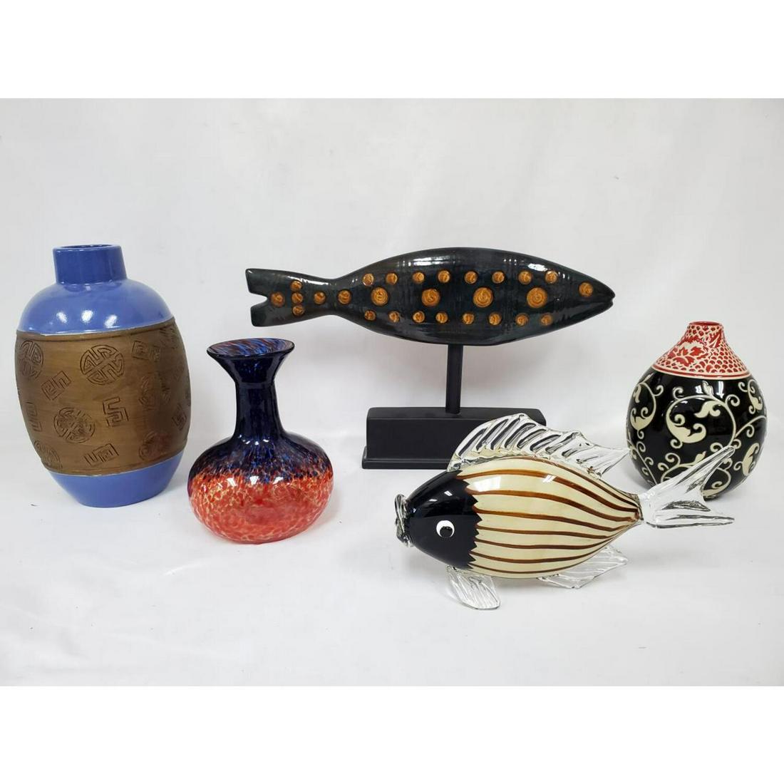 Lot of 5 Decorative Items - 2 Glass, 3 Porcelain (1 of 5)