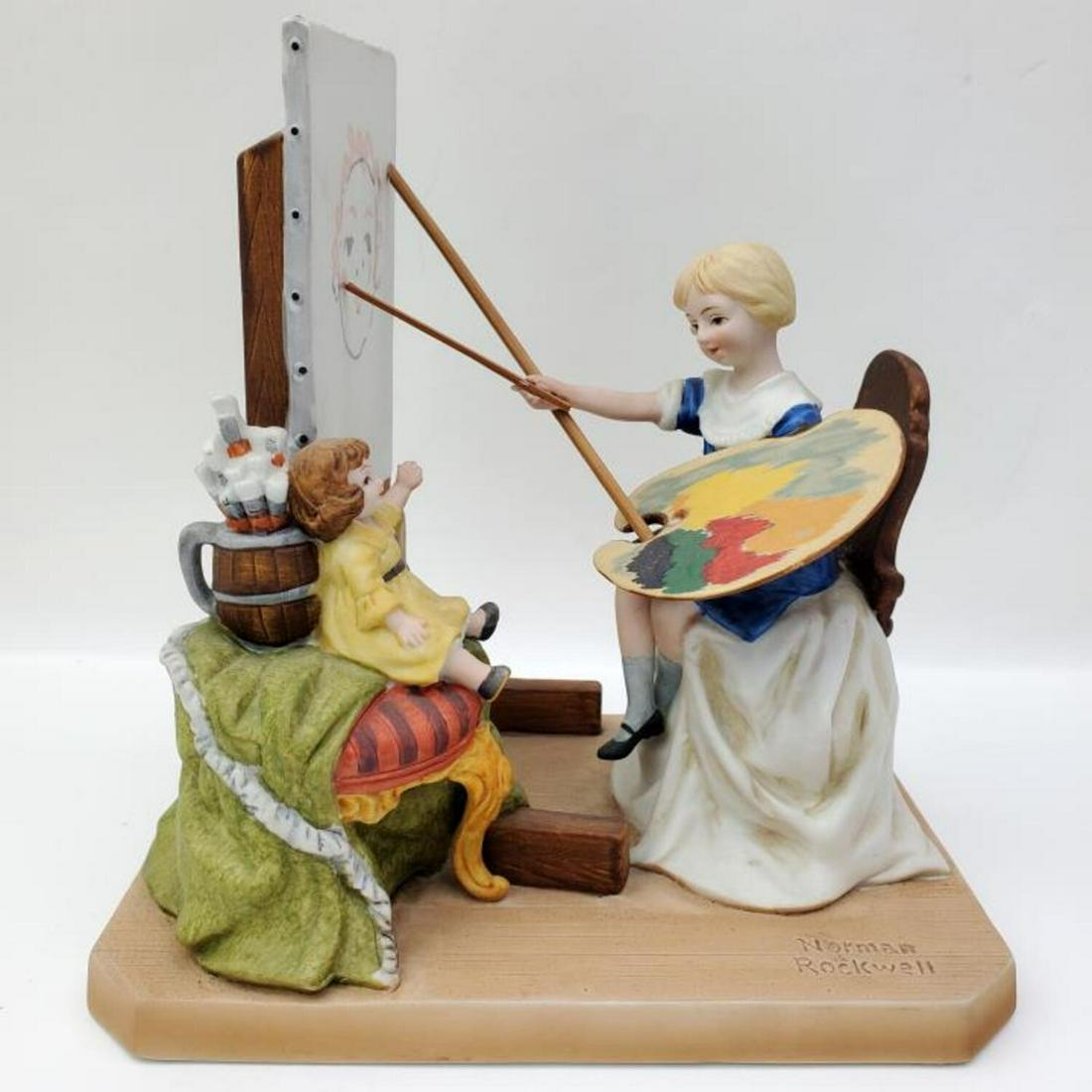 Vintage Porcelain After Norman Rockwell: Vintage Porcelain After Norman Rockwell "The Artist's Daughter", Circa 1980s. Condition: Excellent. Dimensions: 6.25" x 4.5" x 6.75". Provenance: From a Long Island Private Home. Please note the absen