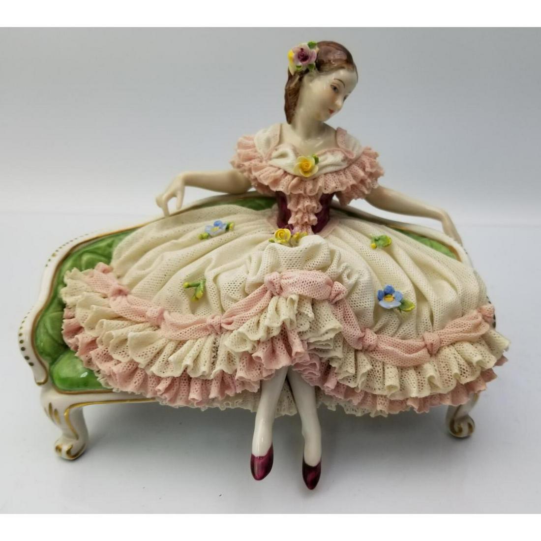 Antique Volkstadt Lace Decorated Porcelain Figure (1 of 5)