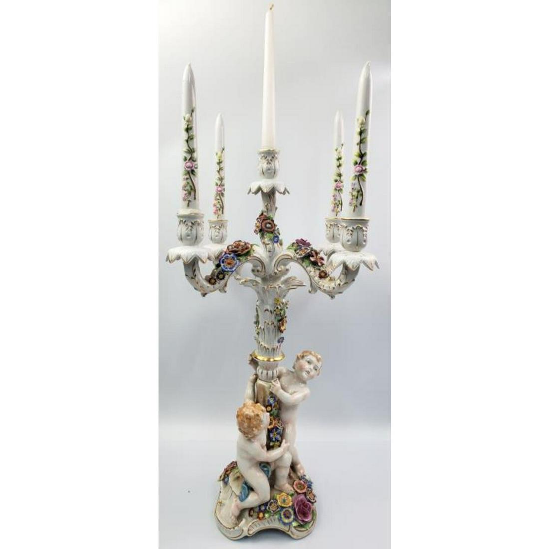 Vintage Dresden Style 5 Light Porcelain Candelabra (1 of 11)