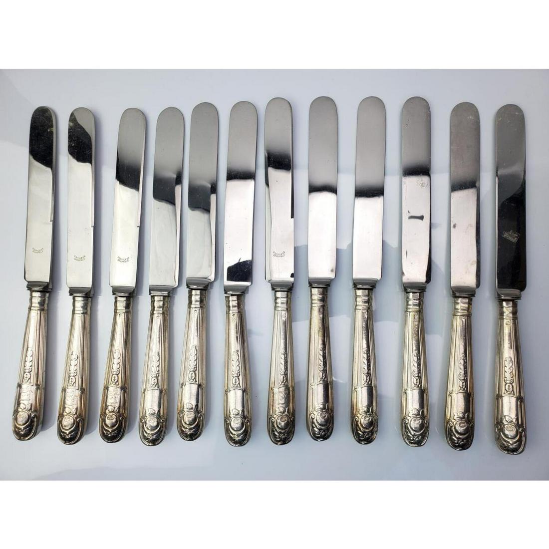 12 English George III Silver Handled Dinner Knives (1 of 3)