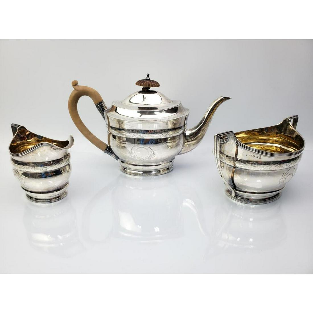 English George III Sterling Silver Tea Set C.1801 (1 of 5)
