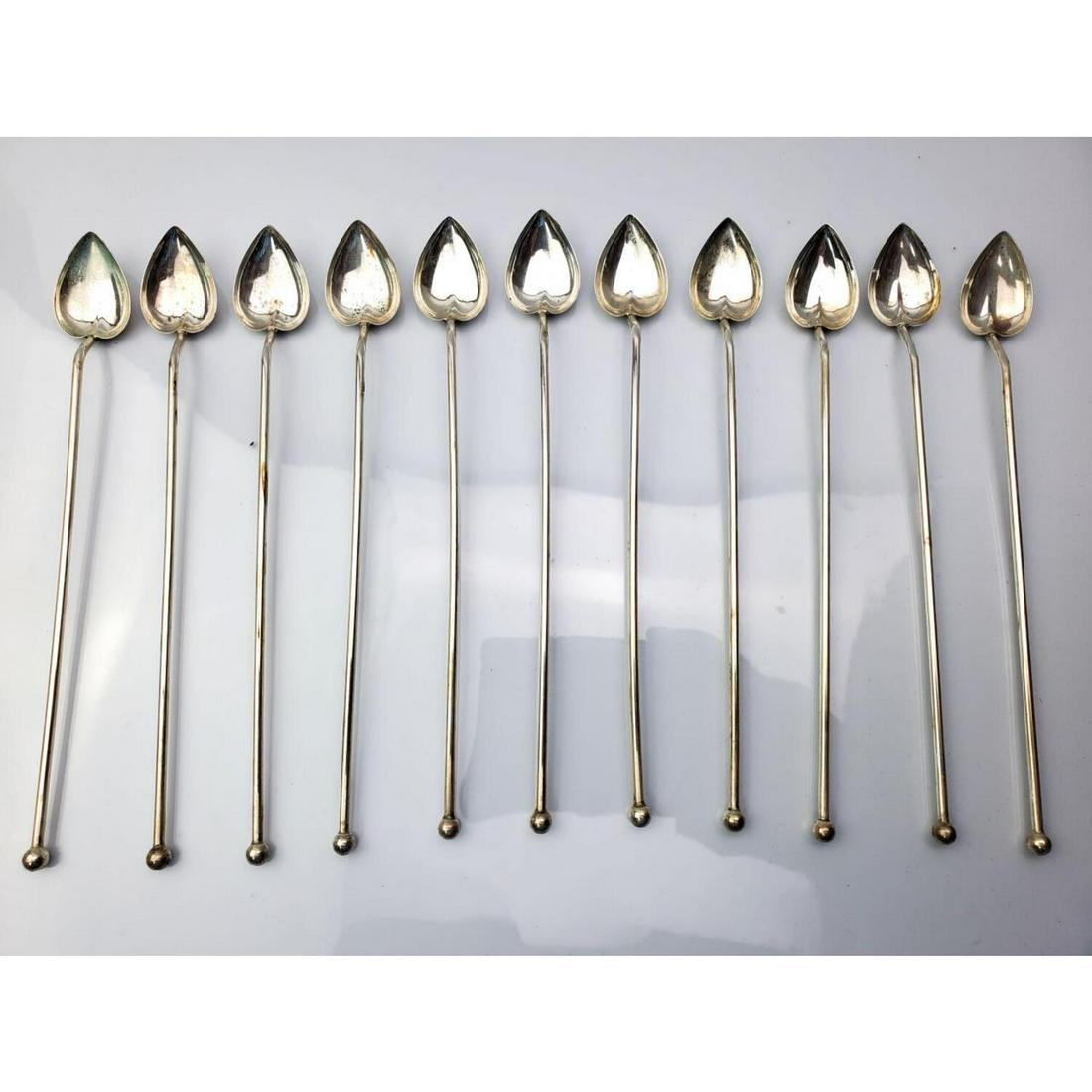 Lot of 11 Sterling Silver Long Cocktail Spoons (1 of 4)