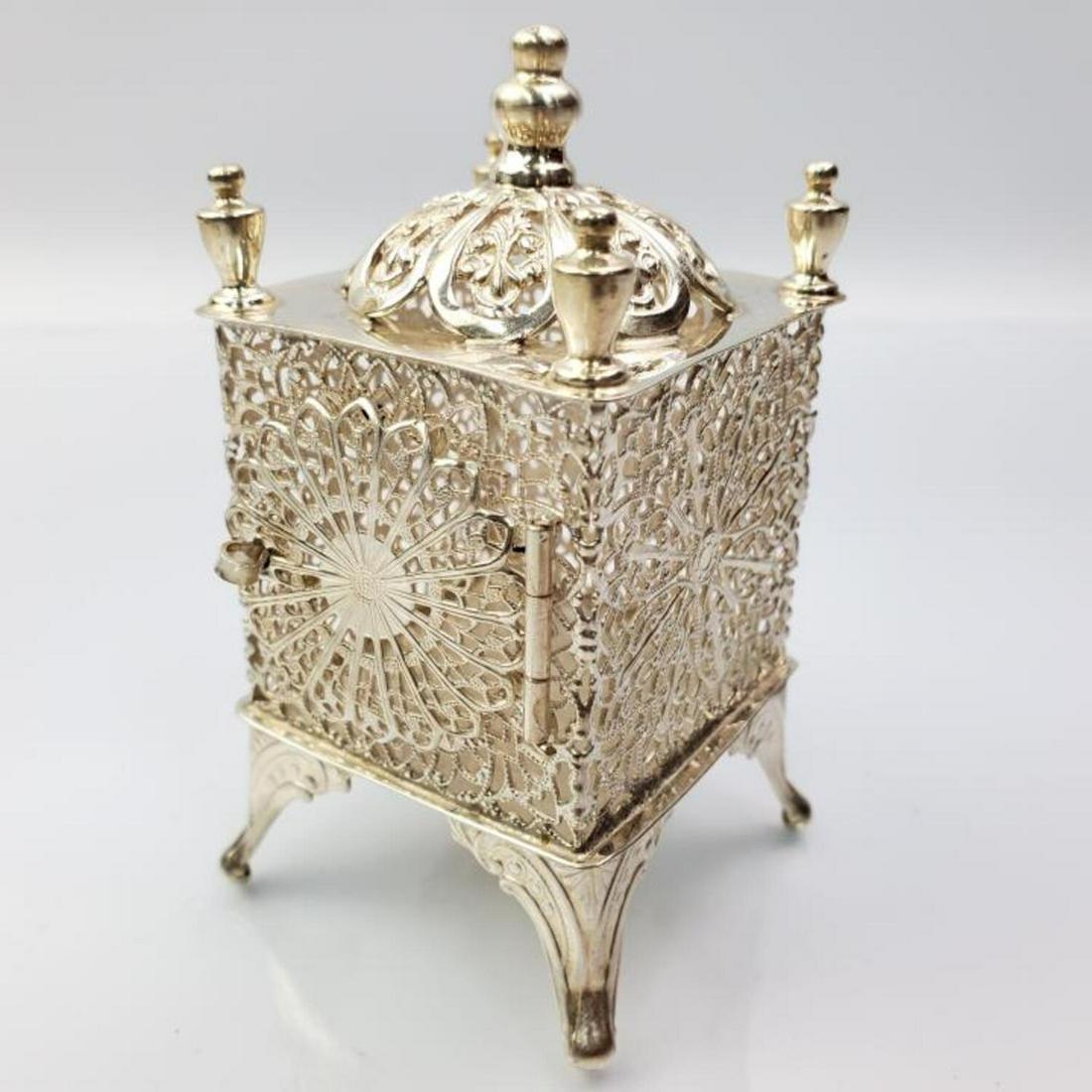 Judaica Reticulated Sterling Silver Besamim Box (1 of 3)