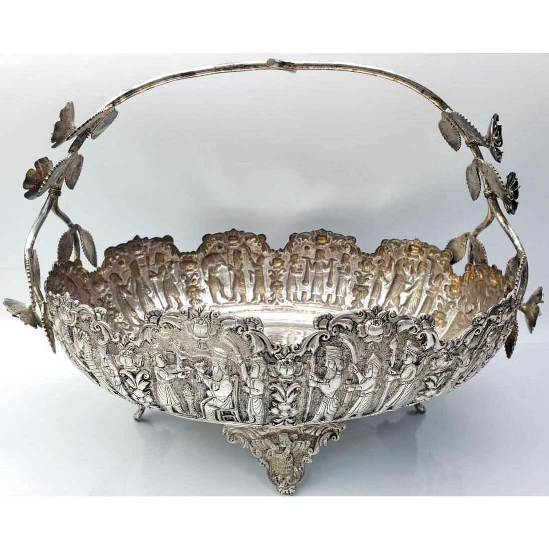 Rare Persian Shiraz 84 Silver Large Basket (1 of 11)