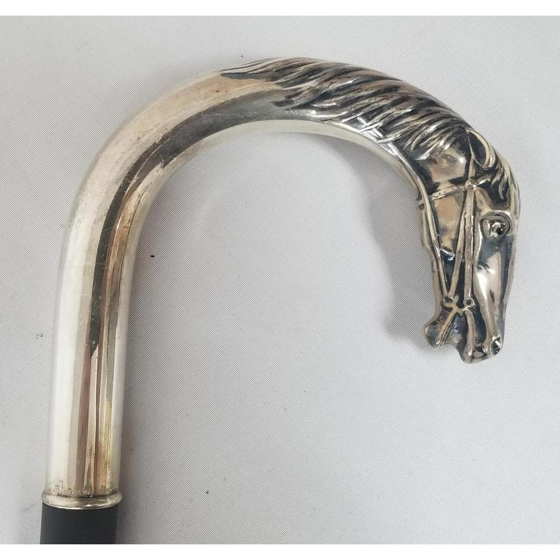 Sterling Silver Large Cane Handle Horse Head (1 of 4)