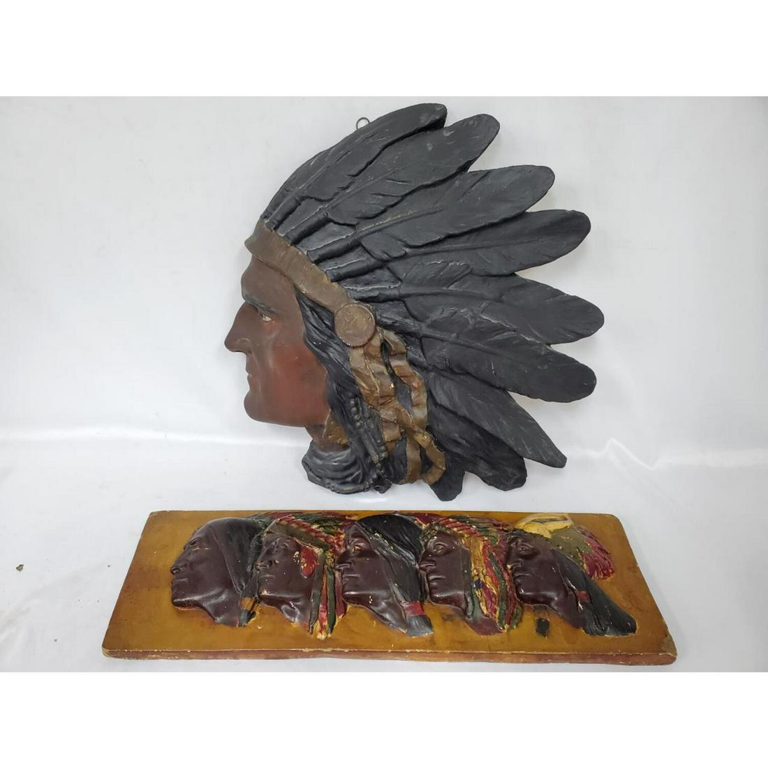 Two Antique Painted Native American Plaques (1 of 5)