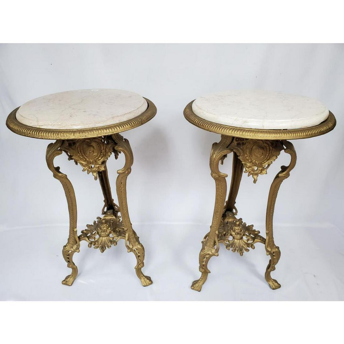 Pair of Antique 19th C Cast Iron Pedestal Tables (1 of 5)