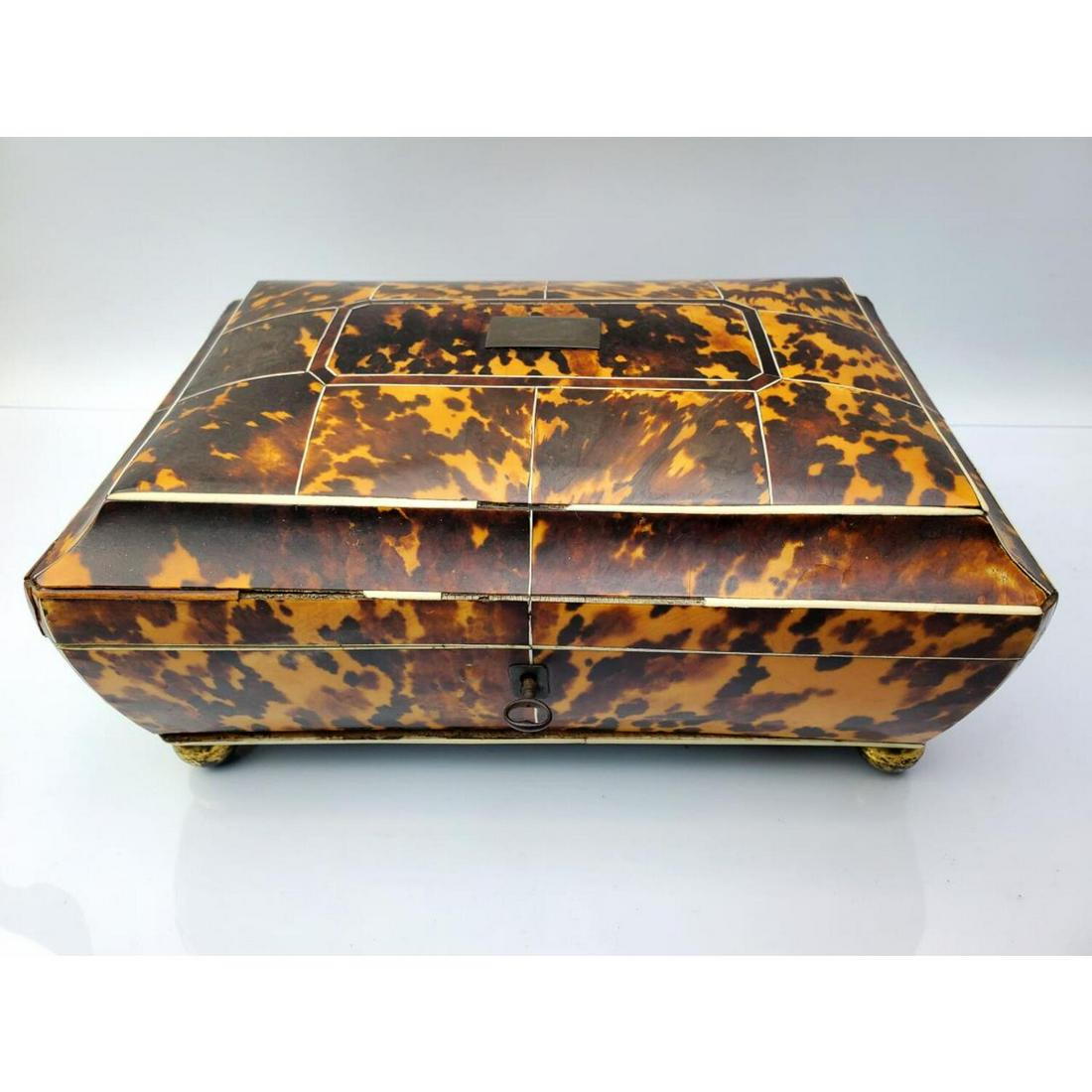 Antique 19thc. Tortoise Shell Jewelry Box (1 of 3)