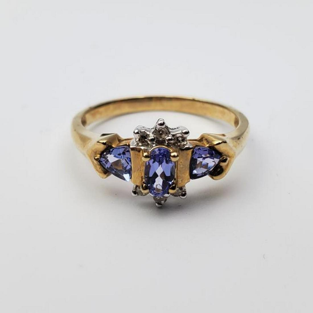 10K Gold Ring with Purple Stone and Diamonds (1 of 4)