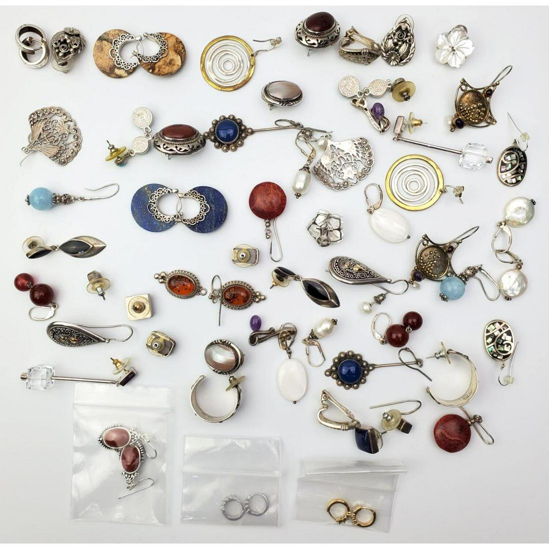 Large Lot of Sterling Silver Earrings (1 of 6)