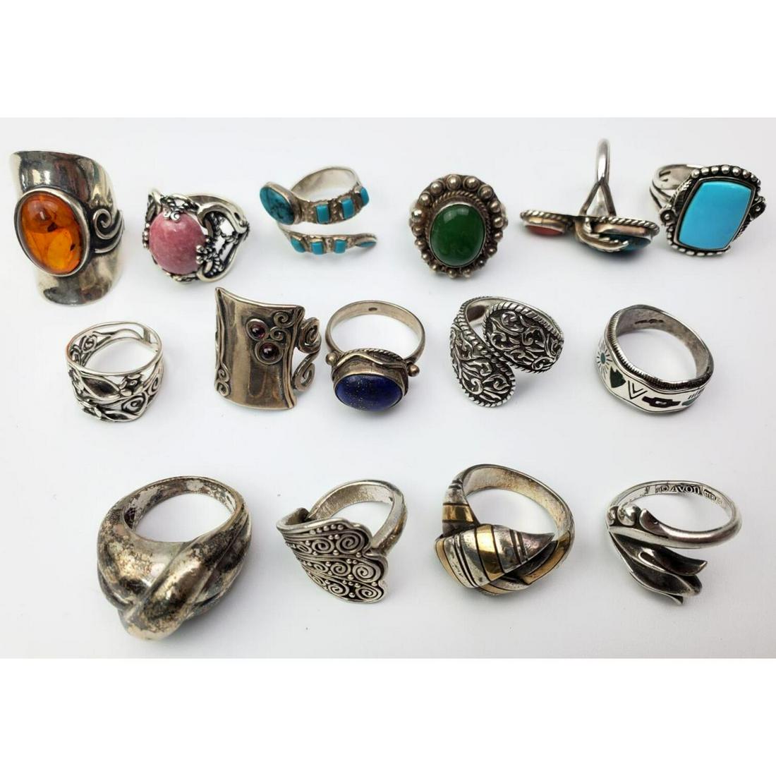 Lot of 15 Sterling Silver Rings (1 of 4)