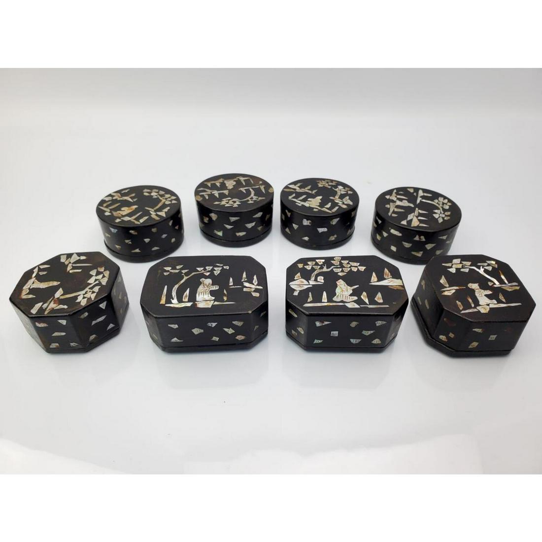 Lot of 8 Old Chinese Lacquer Boxes. (1 of 4)