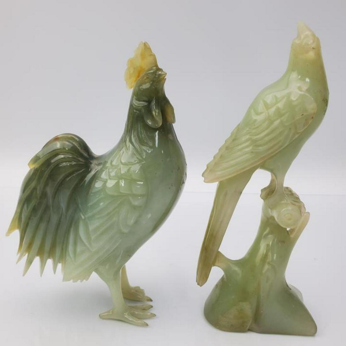 Lot of 2 Chinese Carved Hard Stone Bird Figures (1 of 4)