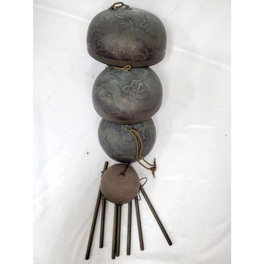 Antique Chinese 3 Part Bronze Hanging Bells (1 of 4)
