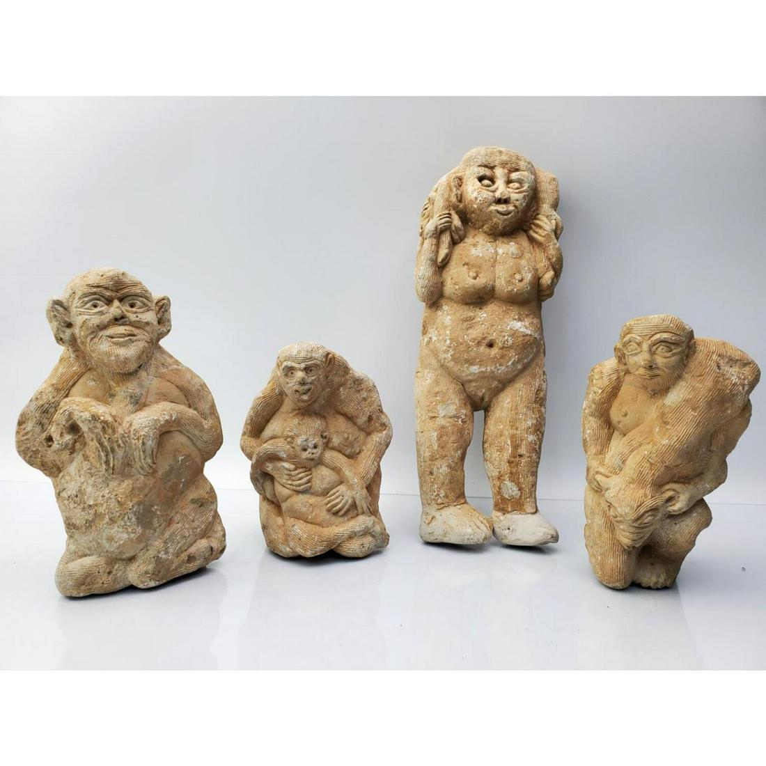 Unusual Lot of 4 Carved Limestone Figures (1 of 5)