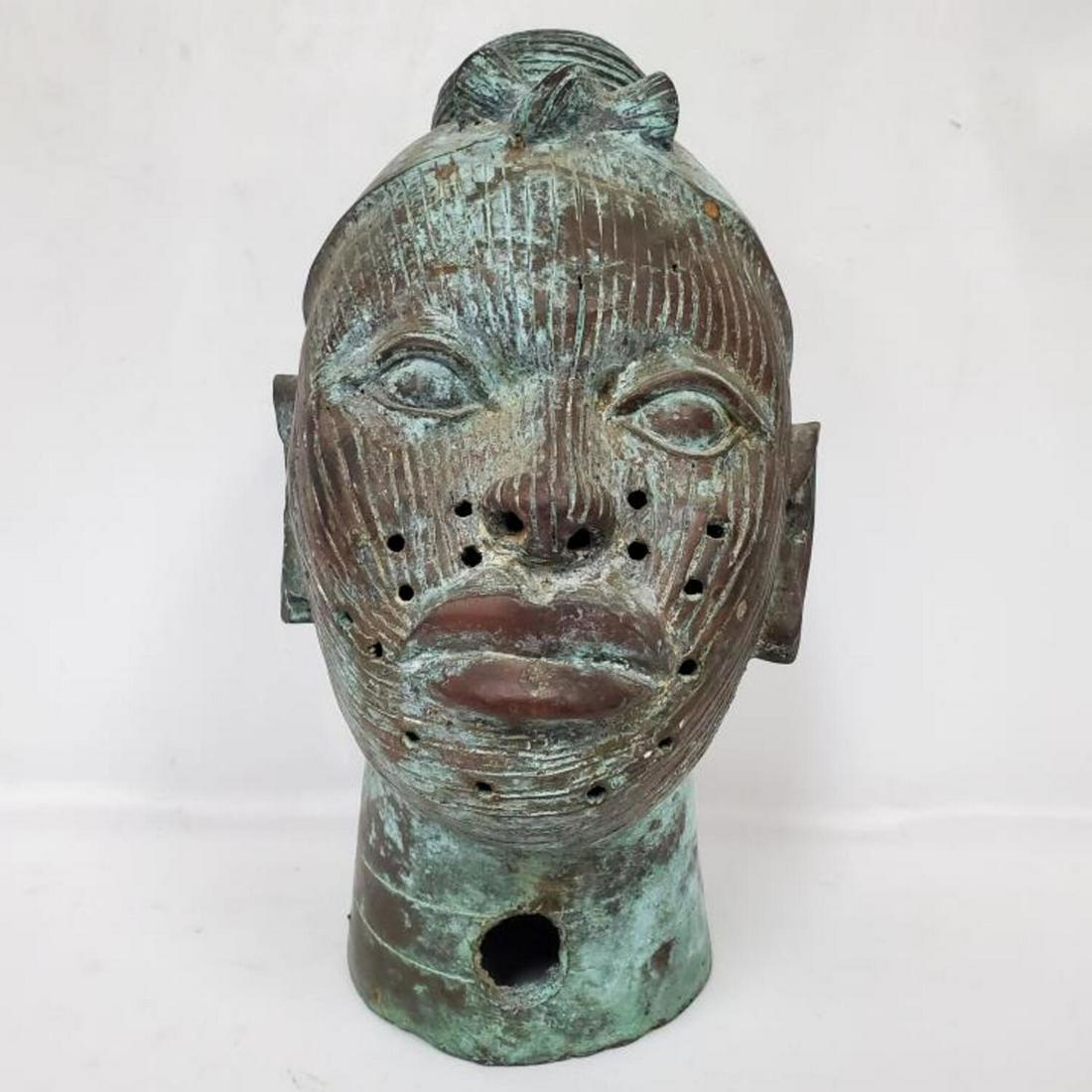 Fine Large Antique African Bronze Ceremonial Bust (1 of 6)