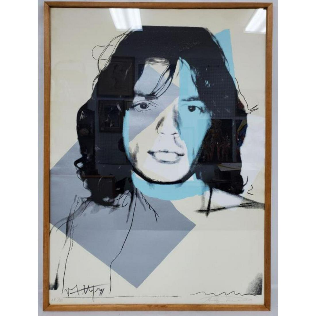 Andy Warhol Signed and Numbered Silkscreen, Attrib: Andy Warhol Signed and Numbered Silkscreen on Paper "Mick Jagger" with Numbered AP 11/50. Framed Under Plexiglas. Attribution. Not Examined Out of Frame. Condition: Excellent. Dimensions: Sight- 43" x