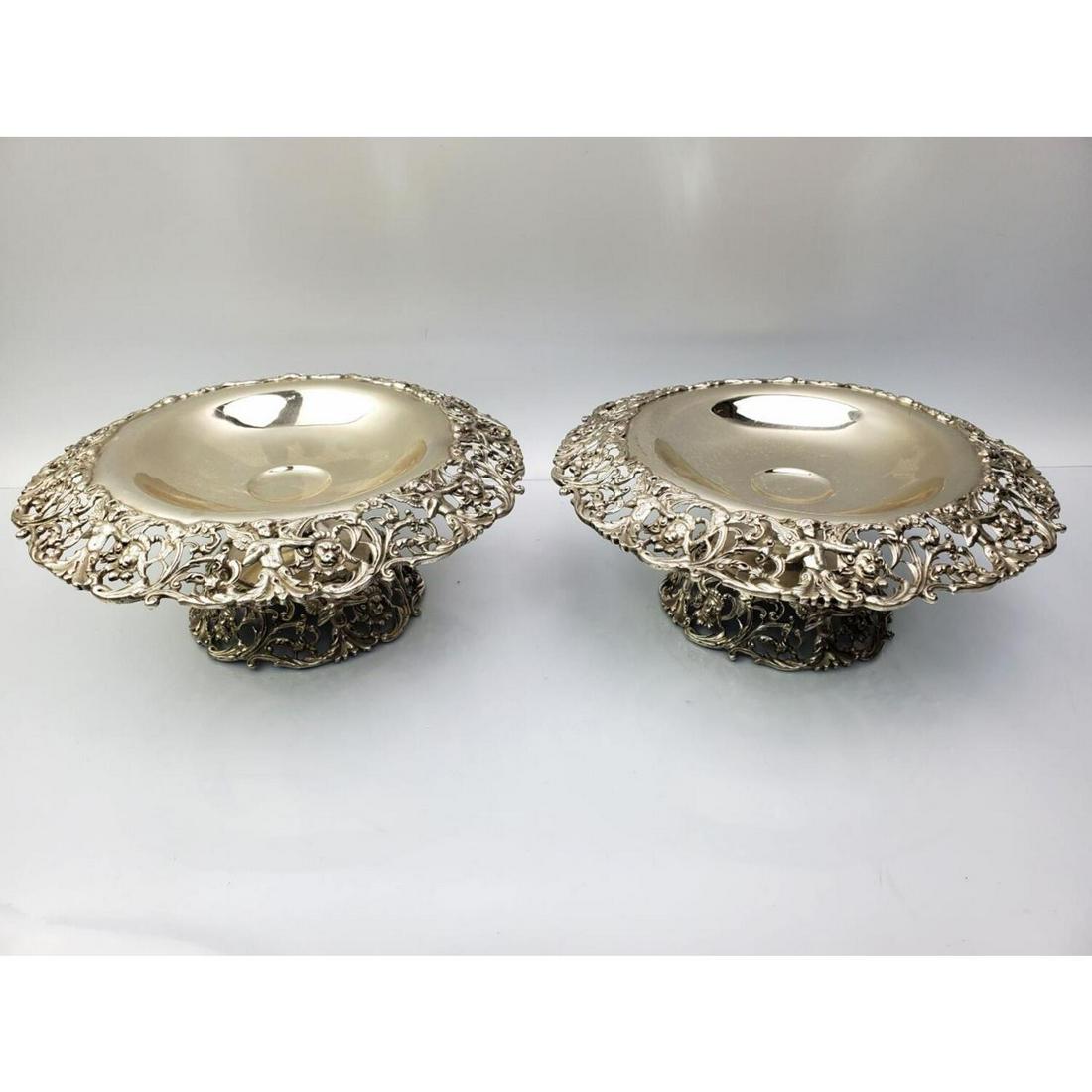 Pr. of Sterling Reticulated Cherub Tazzas (1 of 5)