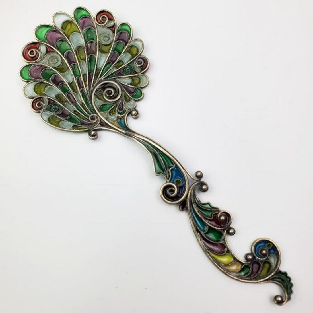 Antique Silver Plique a Jour Large Spoon, c.1900 (1 of 6)